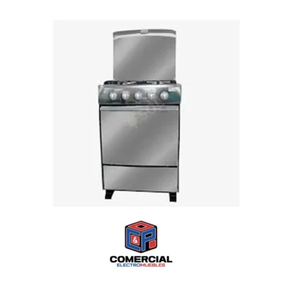 ESTUFA CON HORNO AMERICAN DE 30 5 HORNILLAS MOD4100NB ACERO INOXIDABLE